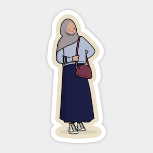 minimalist flat hijab woman design Sticker